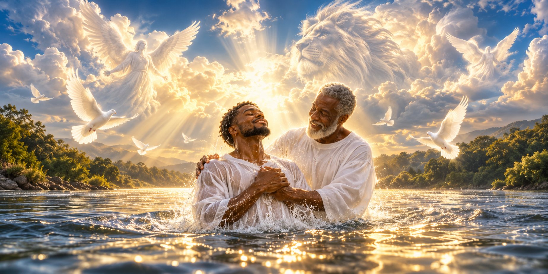 The baptism of Jesus in the river
